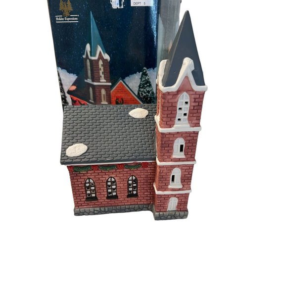 Holiday Expressions Dickens Collectibles Porcelain Lighted Church 6' cord Works - Picture 4 of 6